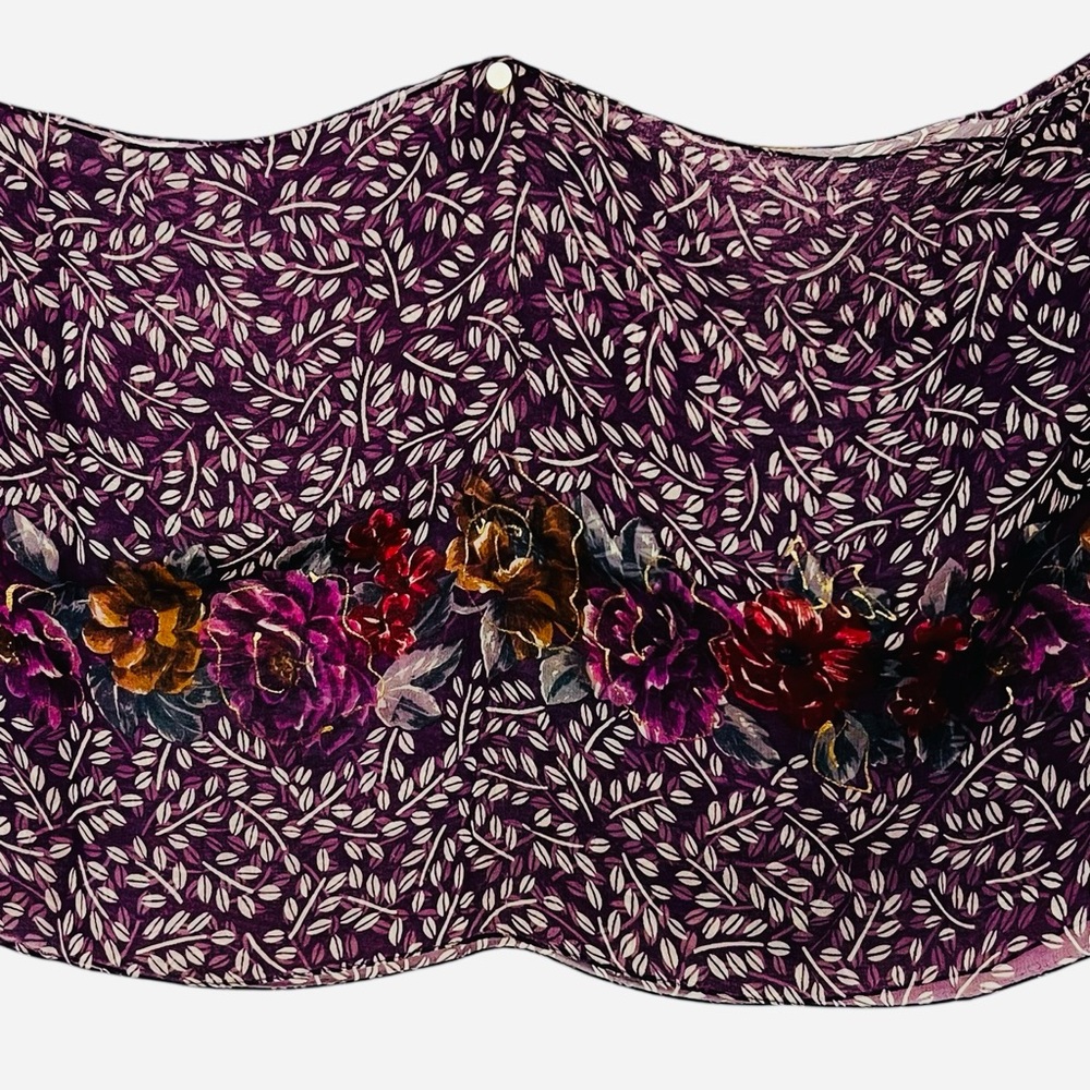 Plum Sheer Floral Rectangular Cottagecore Scarf 14x56